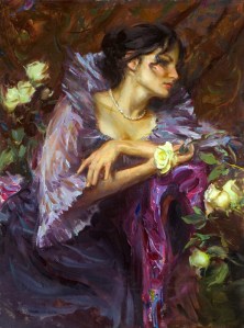 woman in fancy dress painting by Daniel F. Gerhartz