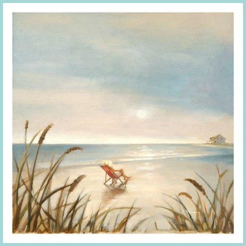 woman on a chair beach painting