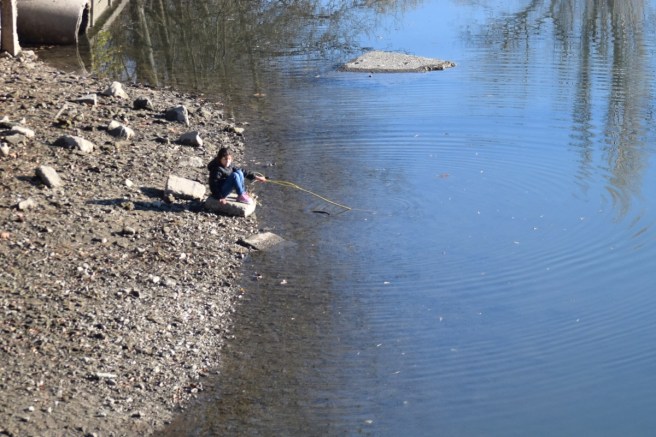 girl by the lake peaceful