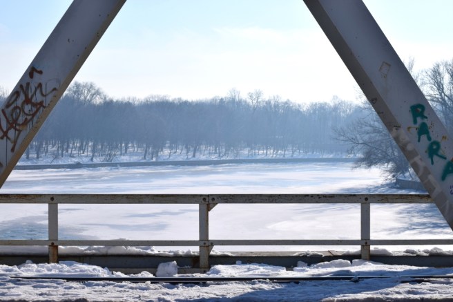 snowy bridge herastrau bucharest romania