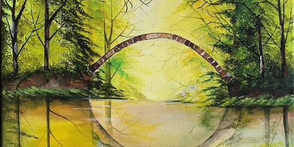 Painting of greenery and bridge by Rizna Munsif