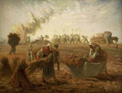 Painting of buckwheat harvest in summer by MILLET, Jean-François
