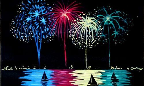 new year fireworks painting
