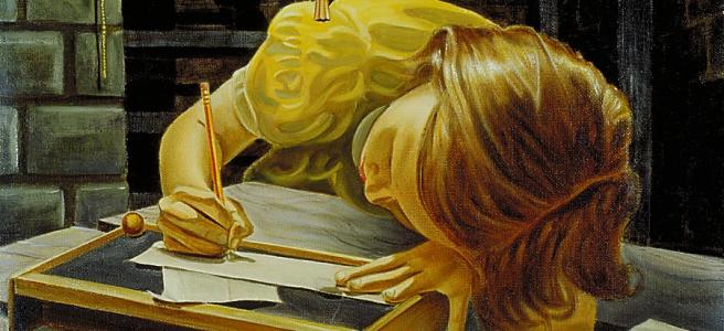 Girl Writing Painting by Robert Tracy