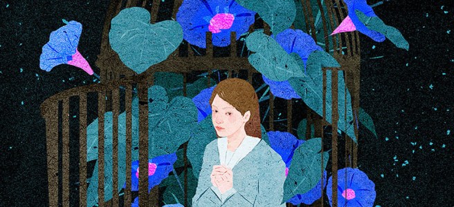 girl in cage with open door magical illustration xuan loc xuan